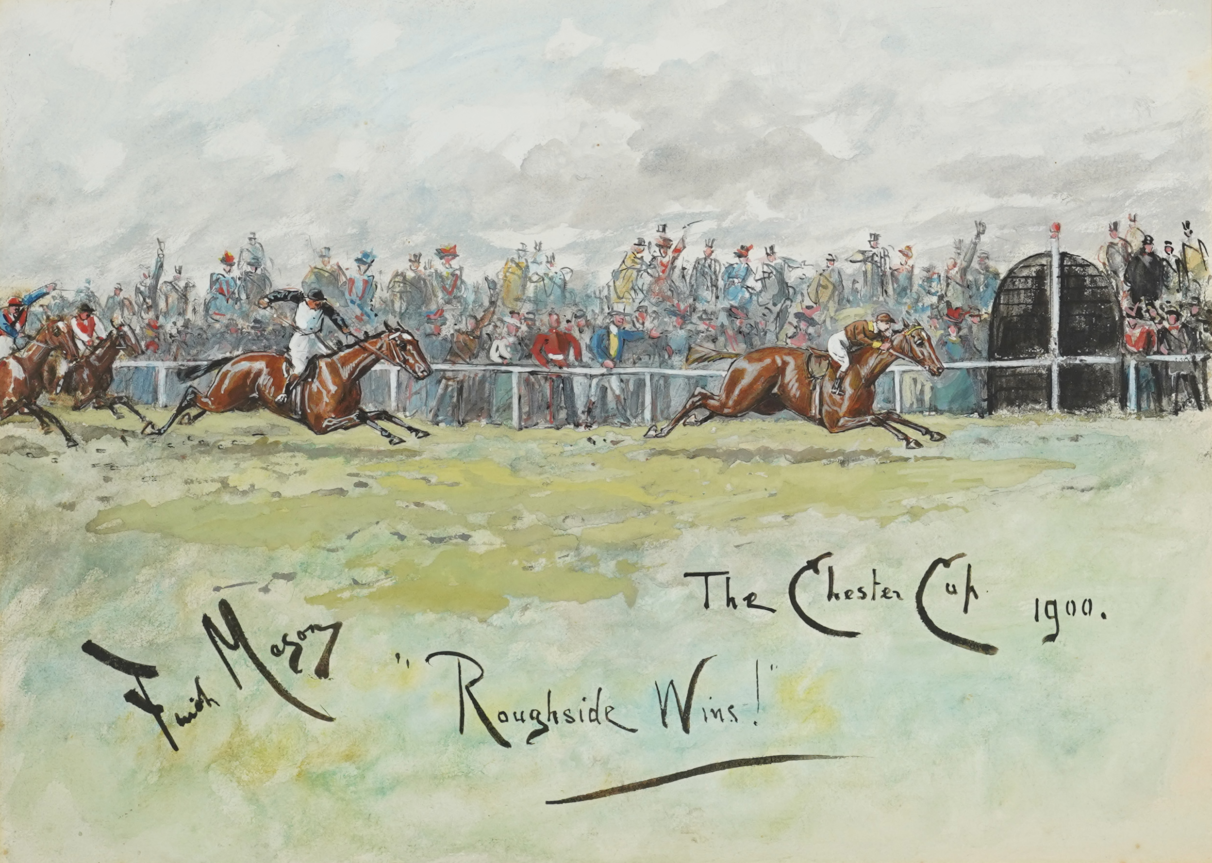 George Finch Mason (1850-1915), 'Roughside Wins! - The Chester Cup, 1900'